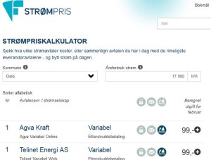 Strømpris Agva Kraft og Telinet Energi